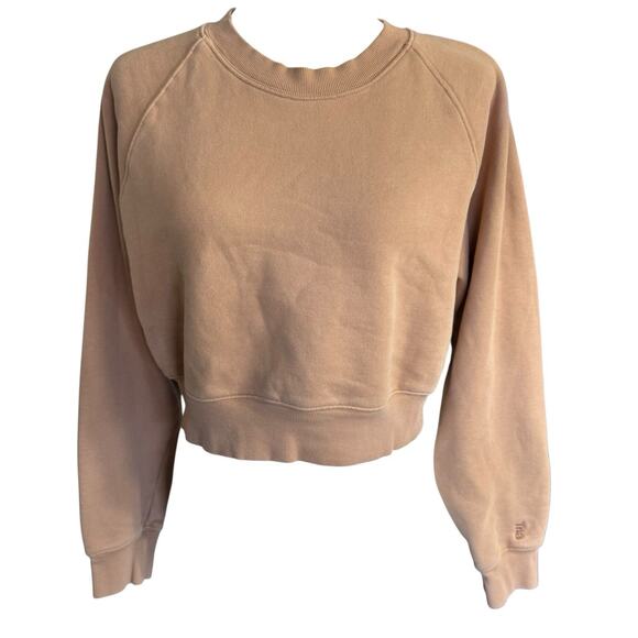 TNA Aritzia Cozy Fleece Perfect Fit Hoodie Sweatshirt Women M Beige Pullover - Picture 1 of 11